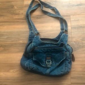 Blue, brown jean bag
